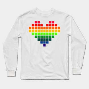 Rainbow Pixel Heart Long Sleeve T-Shirt